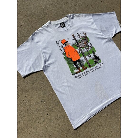 90’s Single Stitch  Hunting / Hunters Animal Graphic T Shirt - Picture 2 of 6